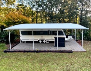 TWINTOP selbststehend-aufliegendes Schutzdach mit Design-Regenrinne