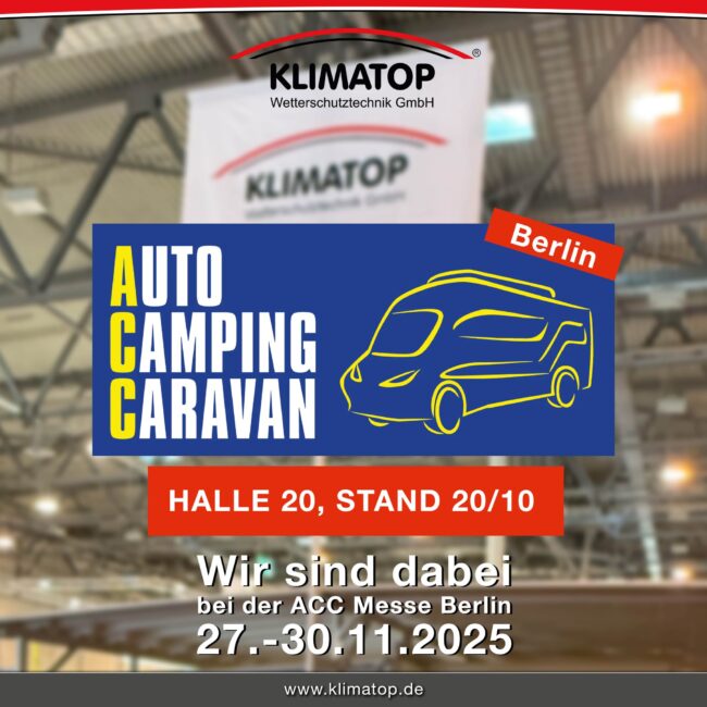 Messeplakat: KLIMATOP auf der Auto Camping Caravan Berlin, 27.–30.11.2025