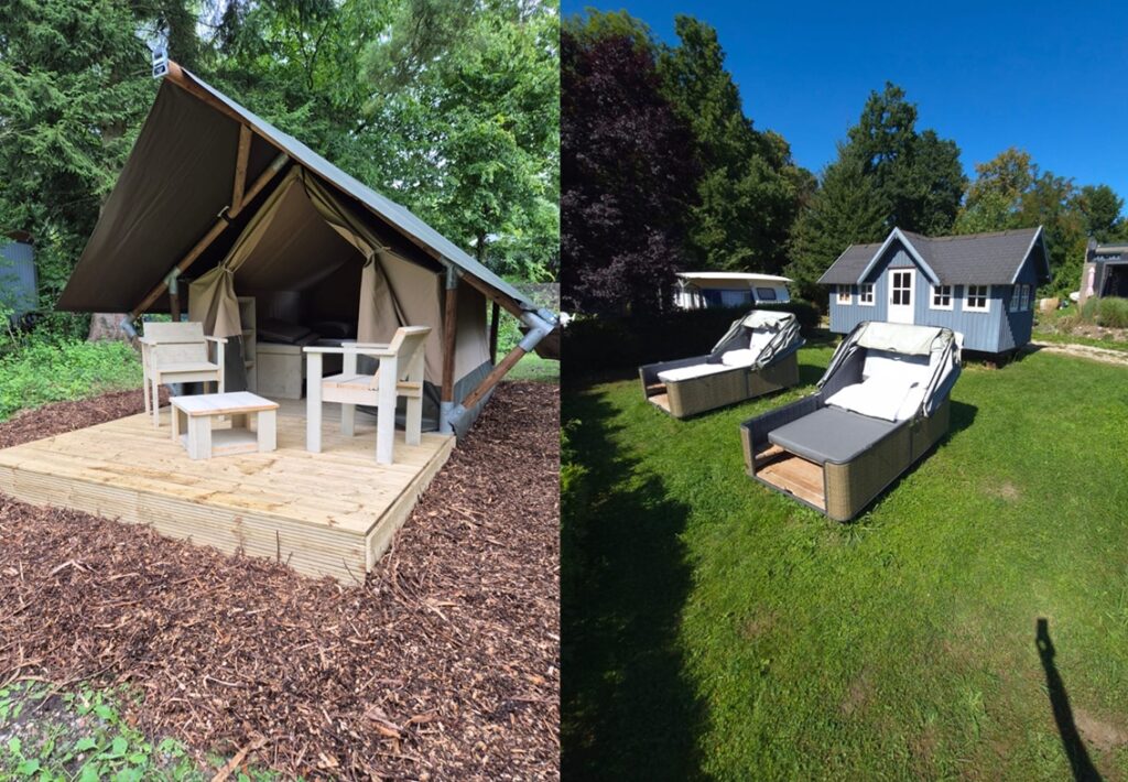 Glamping-Zelt und Mobilheim im Ferienpark Humboldtsee