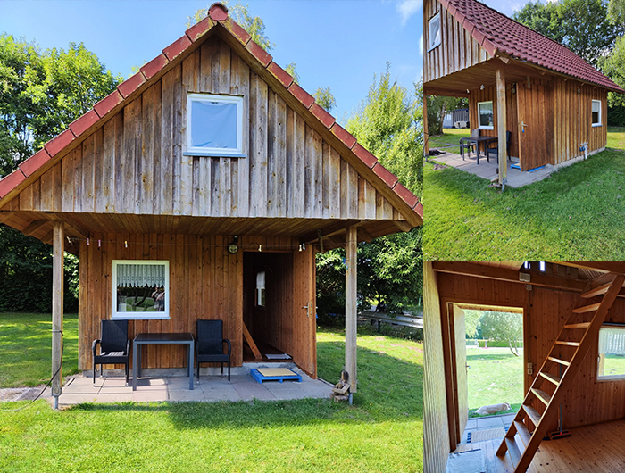 Holzhütte zur Übernachtung auf dem Campingplatz Knock